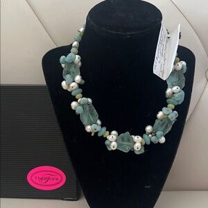 Theodosia Green and White Beaded Necklace